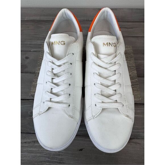 MNG MANGO Solid White with Orange‎ Trim Workout Trainers Size 9.5 - Picture 1 of 11